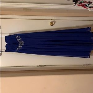 Royal Blue Strapless Dress with Beading